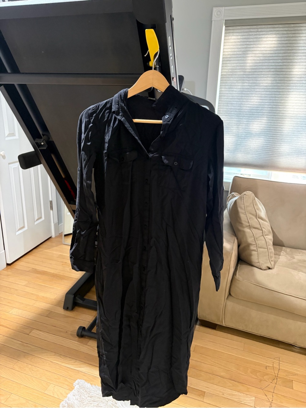 Black Long Button-Up Shirt Dress